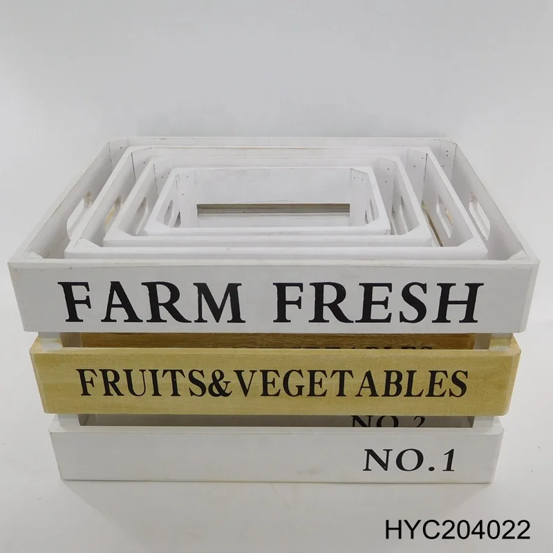 Farmhouse Wooden Crates For Container Baskets Box