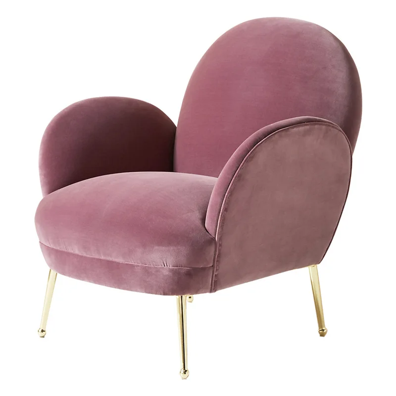 
Luxury Hotel Coffee Pink Velvet Arm Chair Accent With Gold Legs 