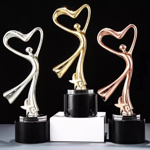 New styles Gold Silver Crystal Ballet Dance Trophies and Awards UV Printed Plaques from China for sports events manufacture