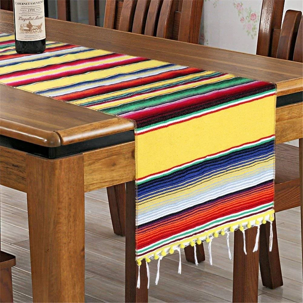 213x35cm Outdoor Picnics Dining Table Cove Fringe Cotton Handwoven