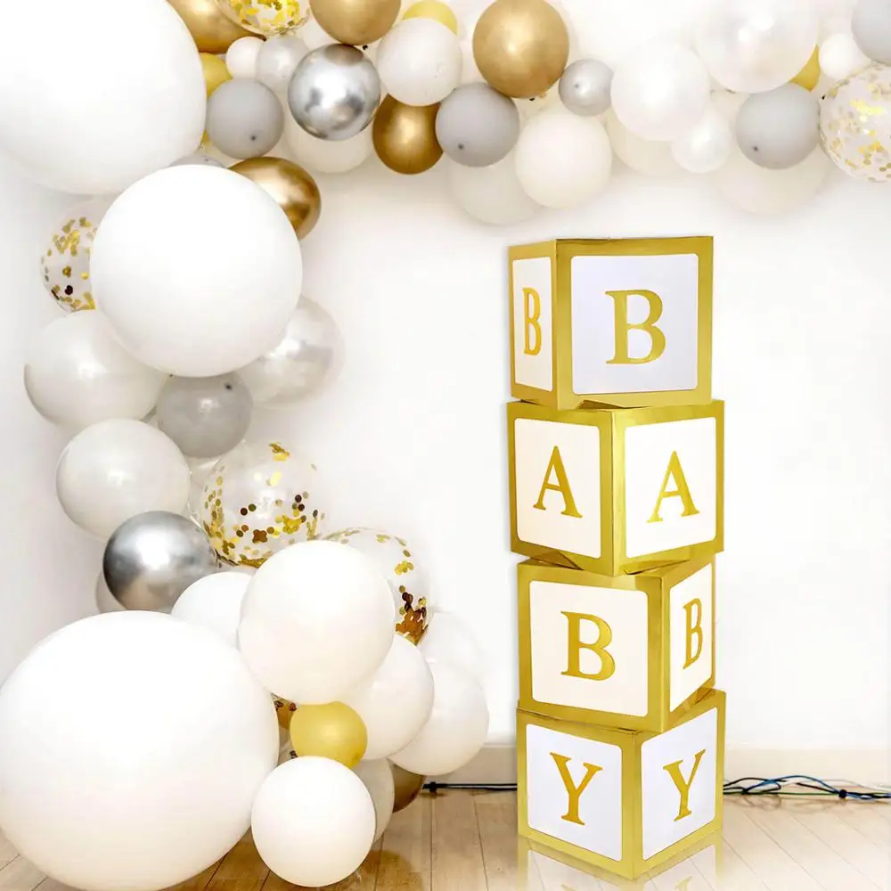 A z Letters White Surprise Box Baby Shower Balloons Blocks Acrylic 
