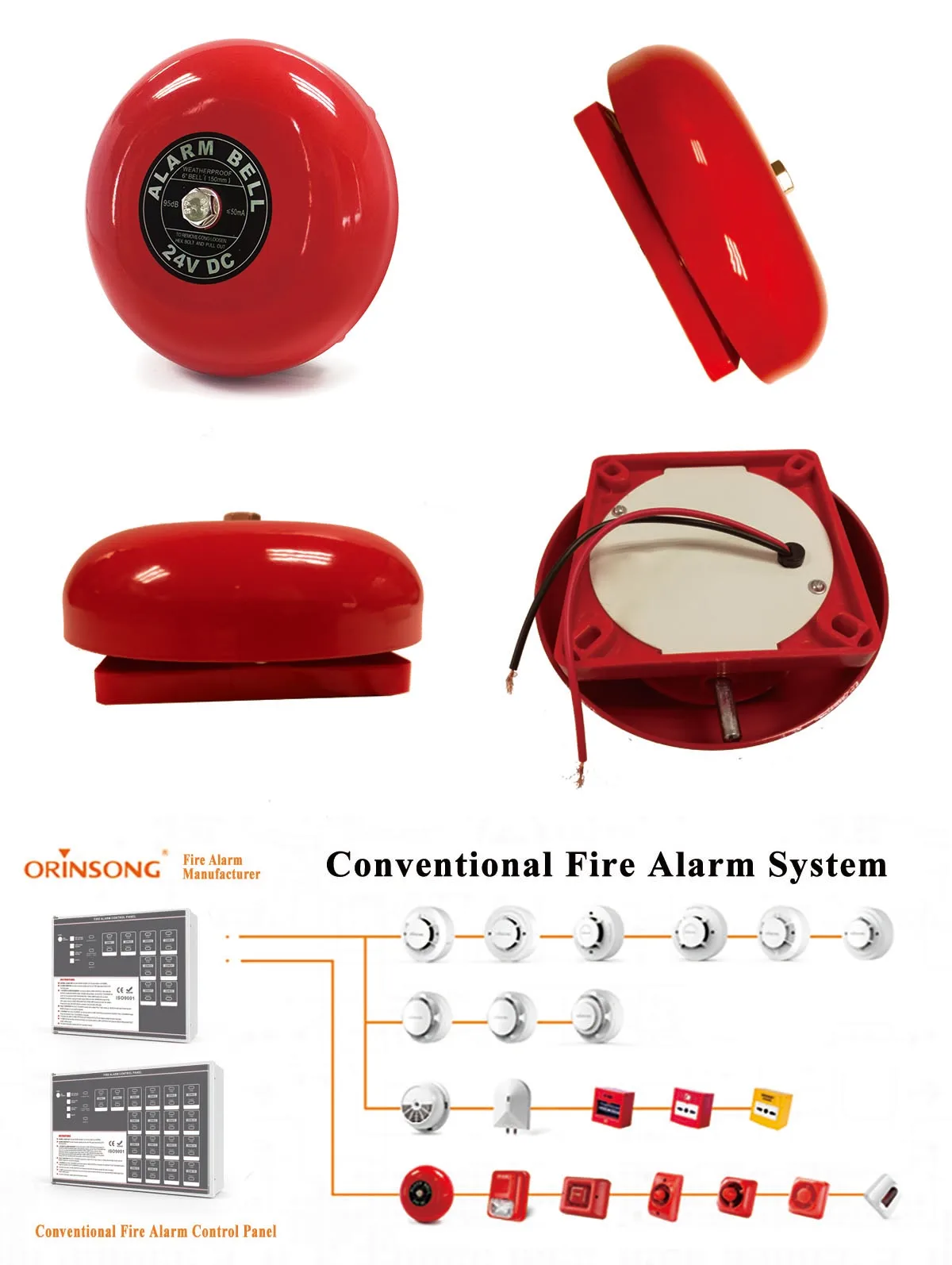 High Volume Dc 24v 6 Inch 8 Inch Conventional Nonaddressable Fire