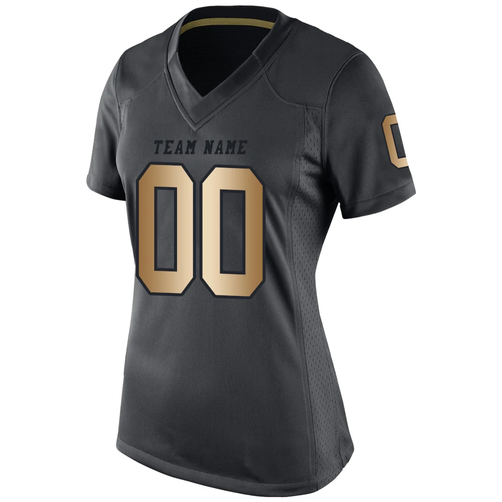 Custom Made Women Black/gold American Football Jerseys - Buy Custom Nfl ...