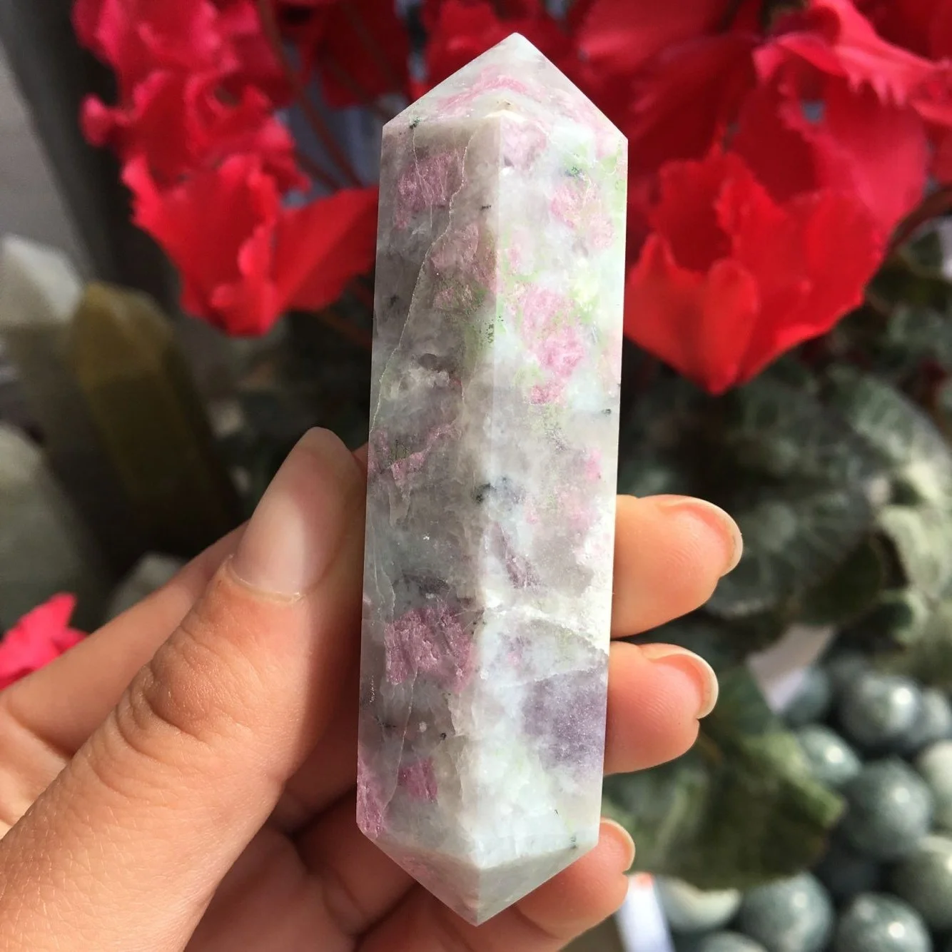 Natural Polished Plum Tourmaline Double Obelisk Point Pink Tourmaline