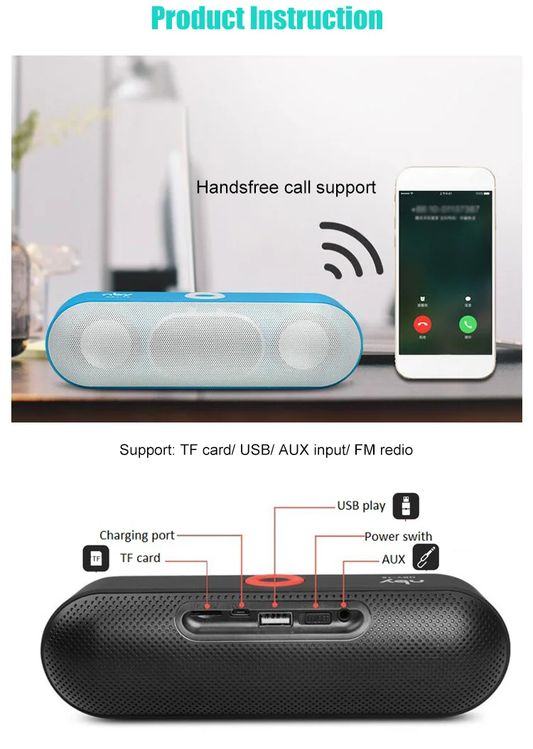 Fast delivery high quality sound nby-18 blue tooth speaker with wireless microphone - ANKUX.COM