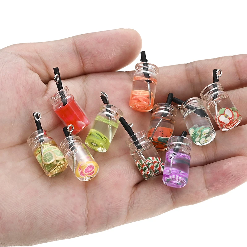 10pcs Mixed 3D Miniature Artificial Pearl Milk Tea Resin Charms DIY Findings Earrings Pendants Artificial Jewelry, Jewels Keychain Accessories,Temu
