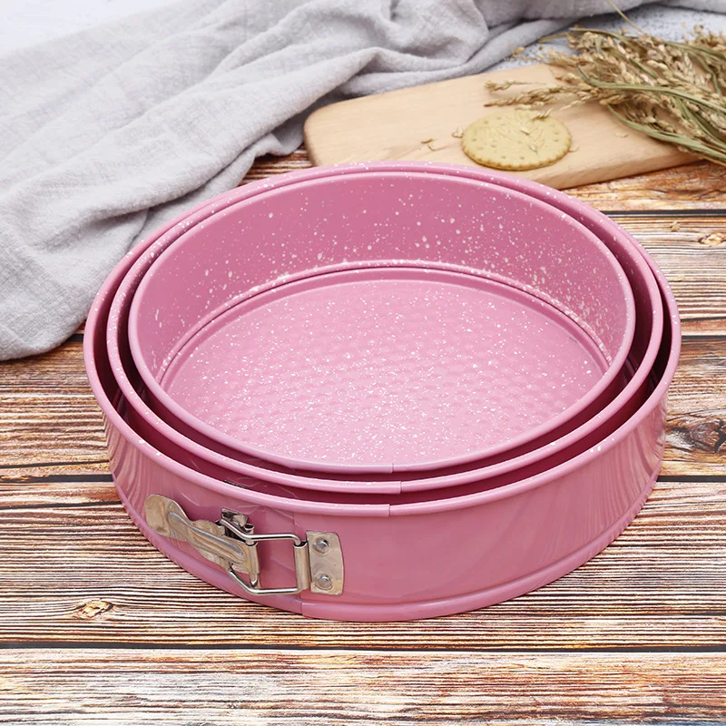 Hot Sales Pink Carbon Steel Springform Pan Set Nonstick Round