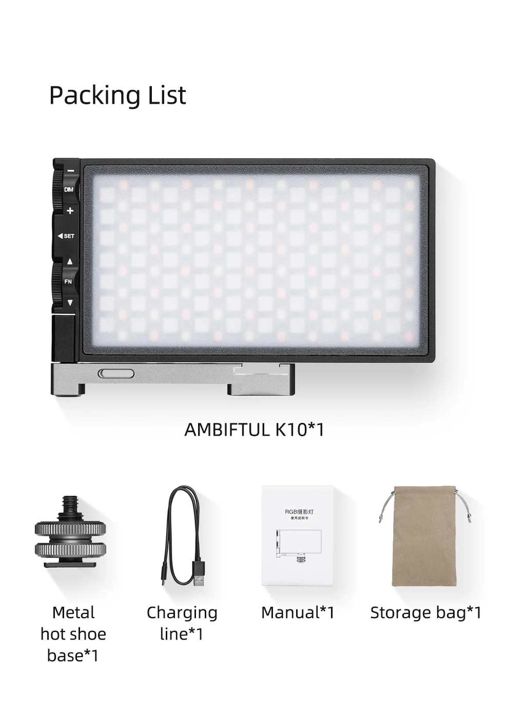 Ambitful K10 Rgb 2500k-8500k Dimmable Full Color Led Video Light ...