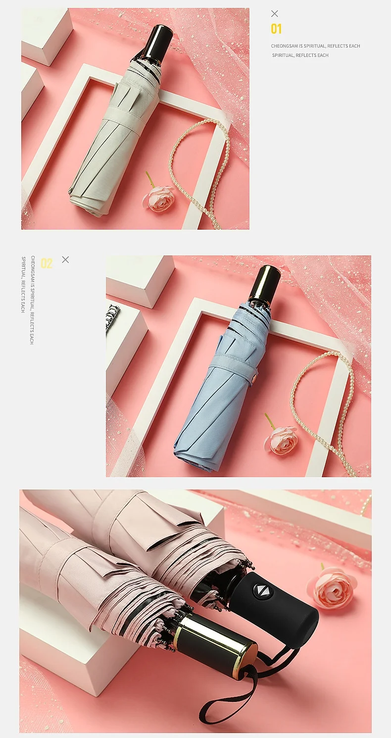 Wholesale Rain Shine Fully Automatic Large Size Umbrella Customizable Advertising 8K Modern Daisy Sun Protection Sunshade Travel