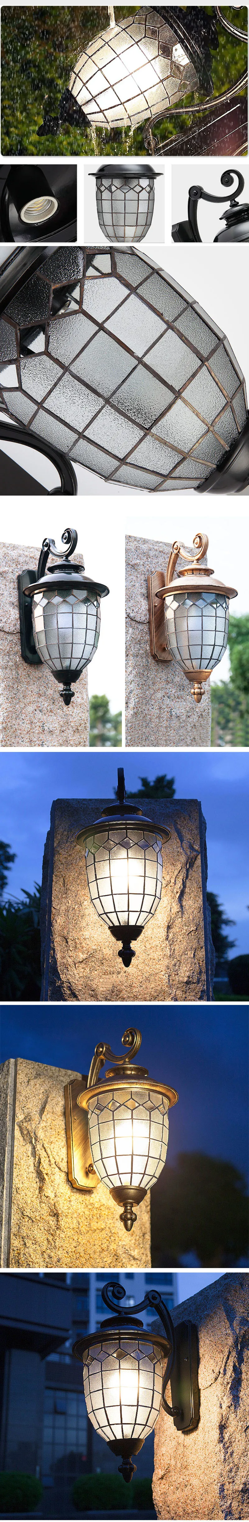 Nordic American country Creative Glass Box Iron Wall lamp for outdoor balcony bedroom Restaurant lighting