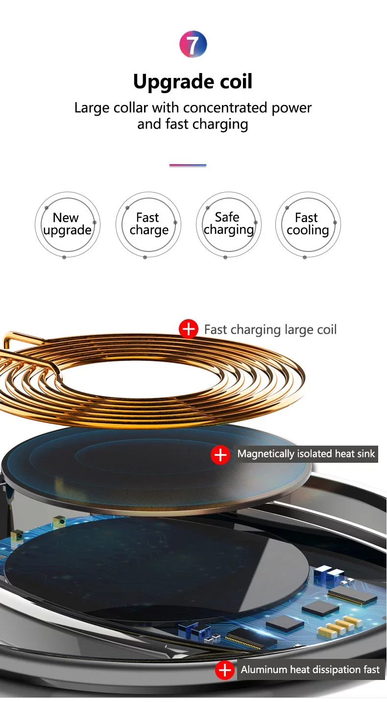 Crystal K9 Wireless Charger For iphone X/XS MAX Qi Fast Charge Wireless Charging Base Transmitter Round for Android Mobile Phone