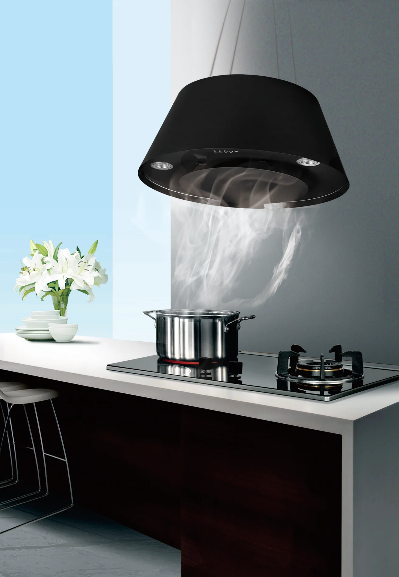 Kitchen Island Range Hood With 3 Speeds Electronic Button Buy Range