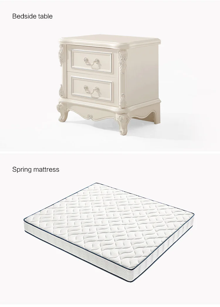 French Wooden Timber Queen Size Leather Modern Bed Frame Furniture 