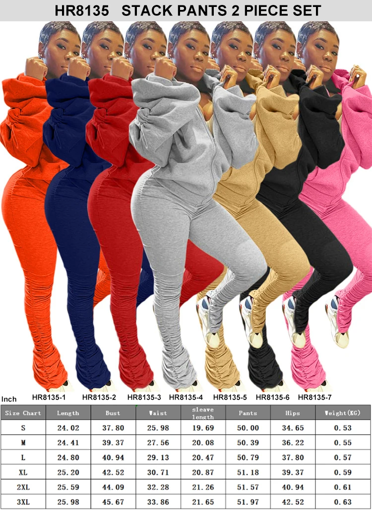 Fall Fashion 2 Pcs Outfit Backless Hoodies Stacked Pants Solid Color ...