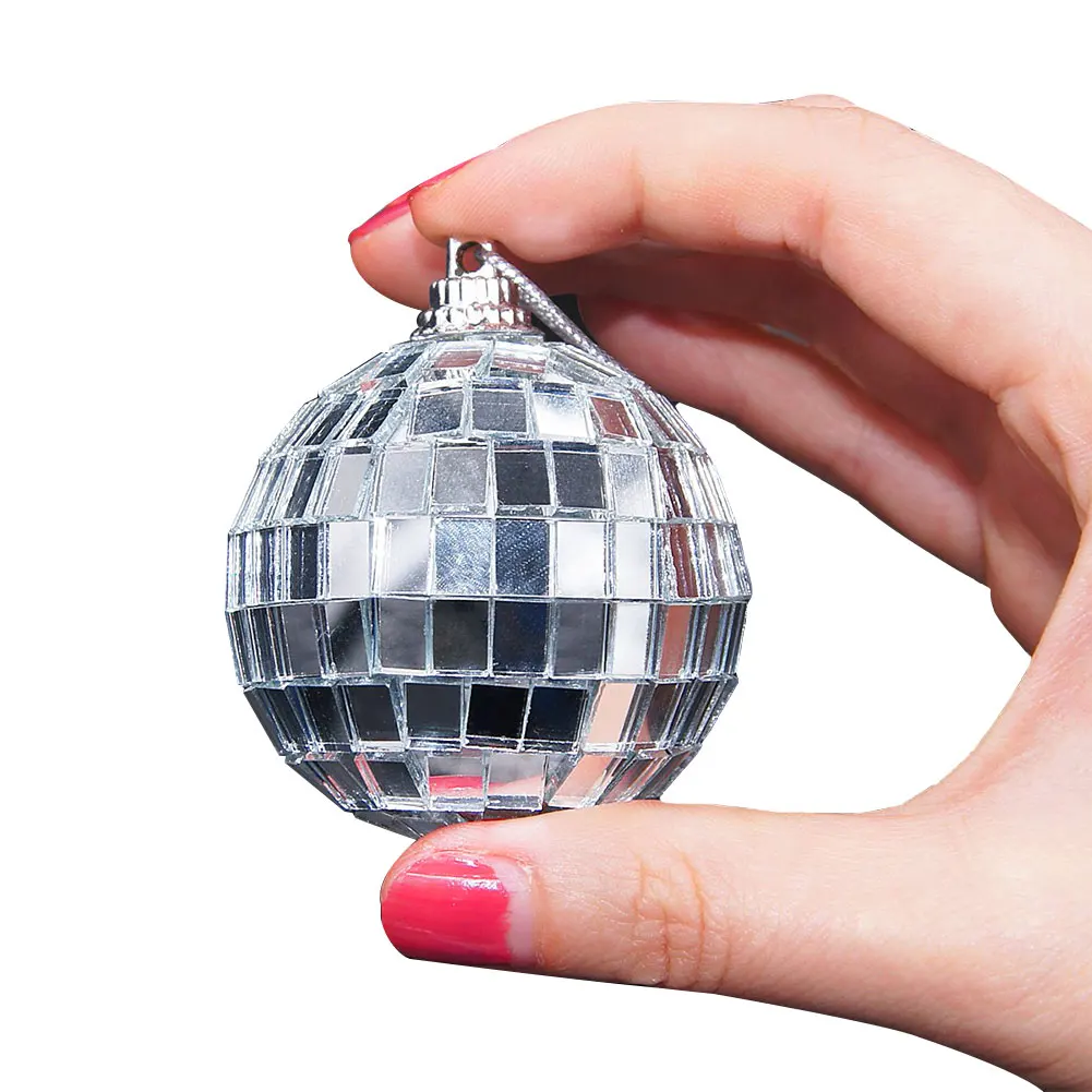 6 件银色圣诞迪斯科球装饰豪华镜子圣诞玻璃球派对装饰