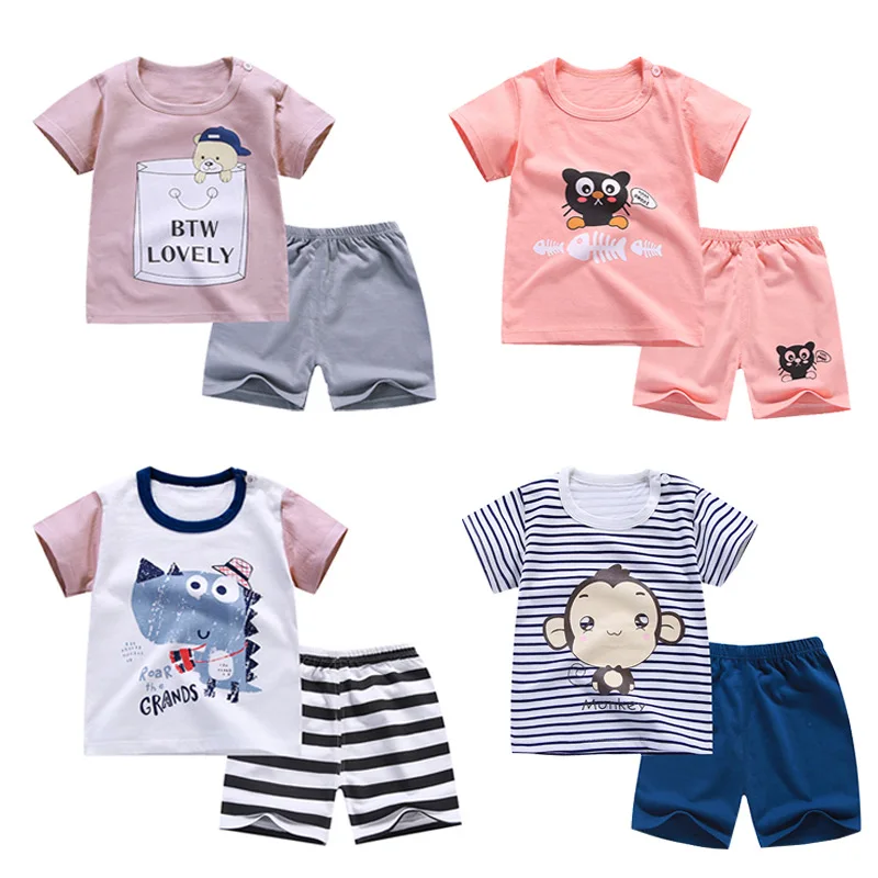 12 Designs Girls And Boys Clothes Sets Cotton Children Clothes Baby ...