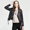 high quality short black pakistan Leather motorcycle Jacket for women