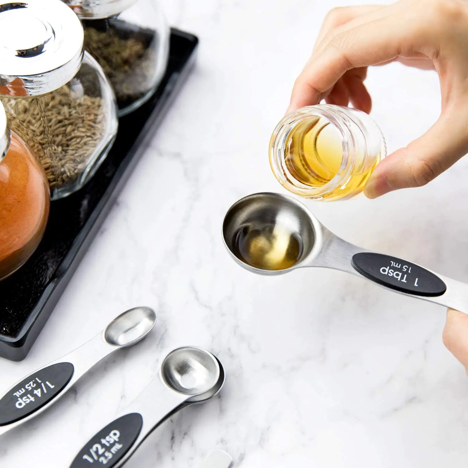 Premium Magnetic Double Ended Stainless Steel Measuring Spoons Set