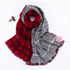 Women Winter and Autumn soft grid Red double-side scarf scarves and shawl