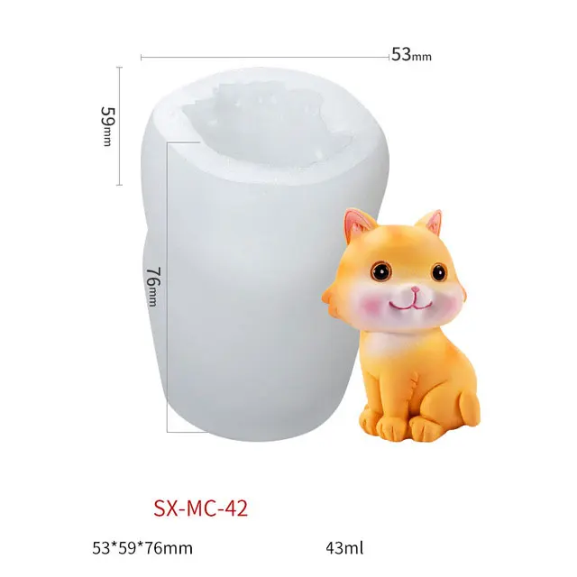 Cute 3D Cats Silicone Soap Candle Mould Fondant Chocolate DIY Baking Mould 