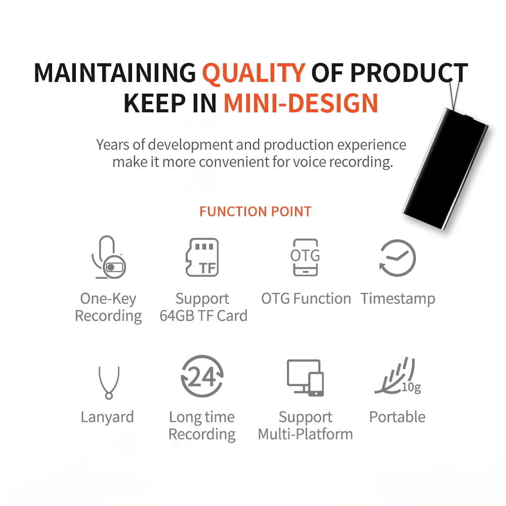 product-24hours factory continuous recording mini digital voice recording device with USB transmissi-2
