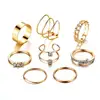 8pairs/set rhinestone rings sets for all fingers