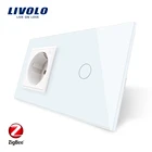 Livolo eu 標準新規スマート 16A 電源ソケット、 1 ギャングタッチスイッチ、クリスタルガラス無線 lan app 、アレクサ、 google ホーム、なしロゴ