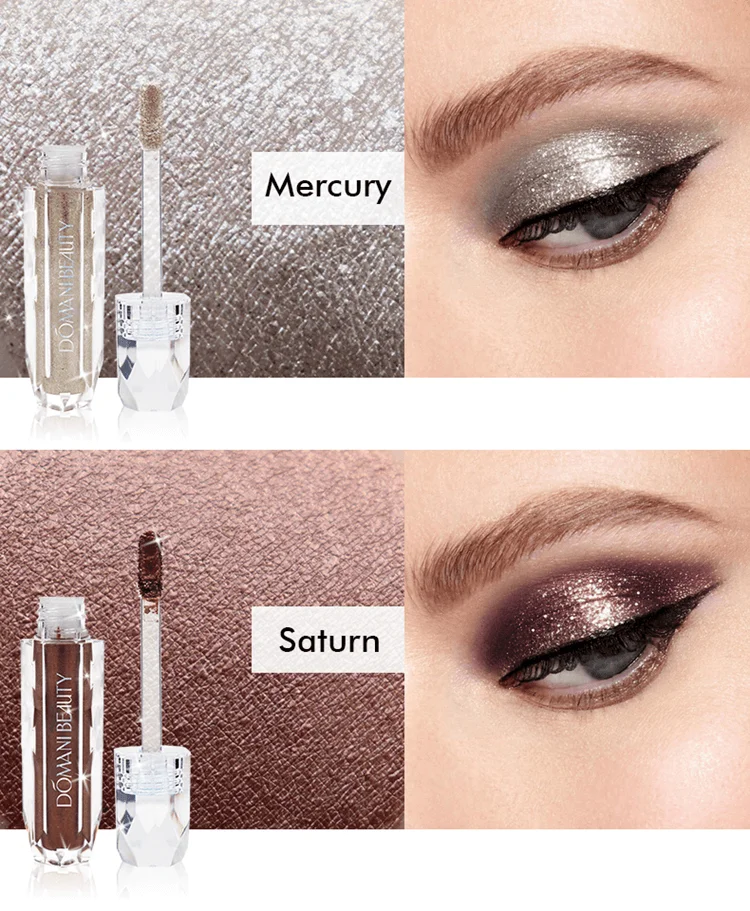 Domani Beauty Waterproof Shimmer Wholesale Custom Glazed Glitter Makeup Brush Private Label Single Liquid Eye Shadow Eyeshadow