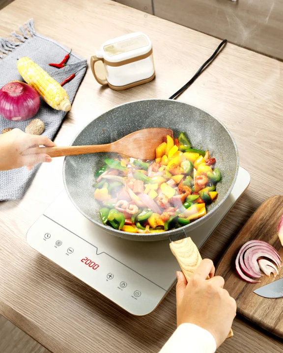 28cm Diameter Portable Black Ceramic Plate Hot Pot Button Control