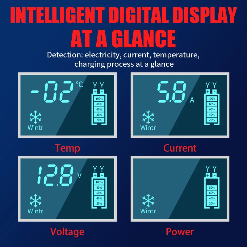 12V10A Intelligent Pulse Repair Multifunctional Charger with Integrated Lamp for Lead Acid Battery details