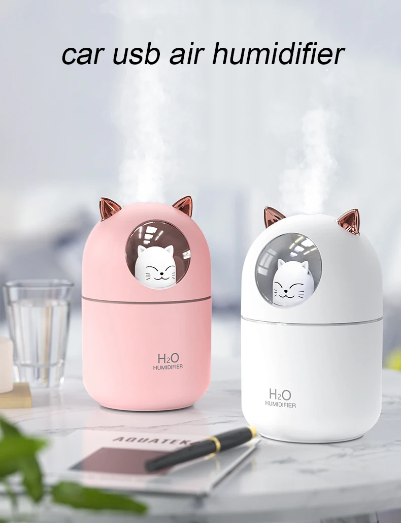 Handheld night light mute car office USB air purifier ultrasonic humidifier diffuser