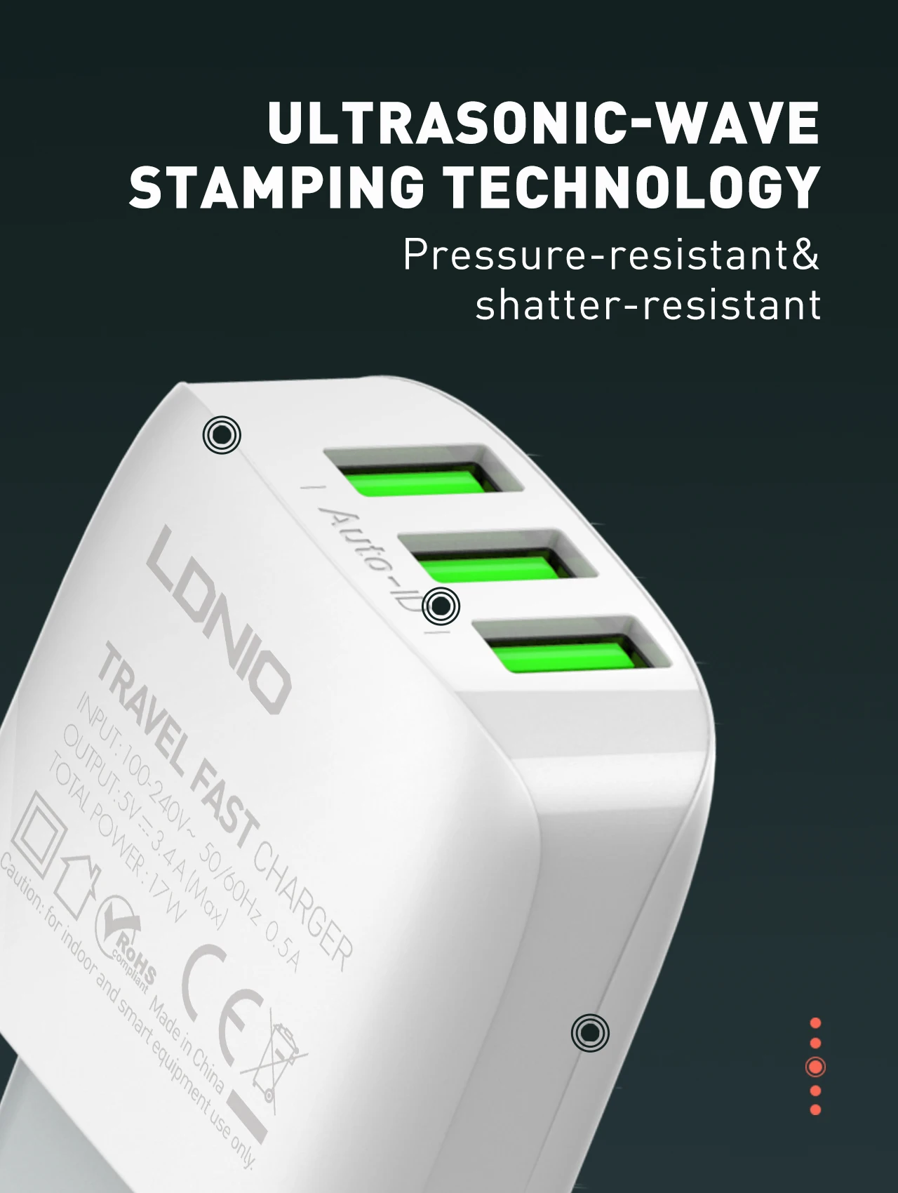 Ldnio Arrival New Hot Sale A3312 3usb Ports Eu Plug Quick Charge Triple