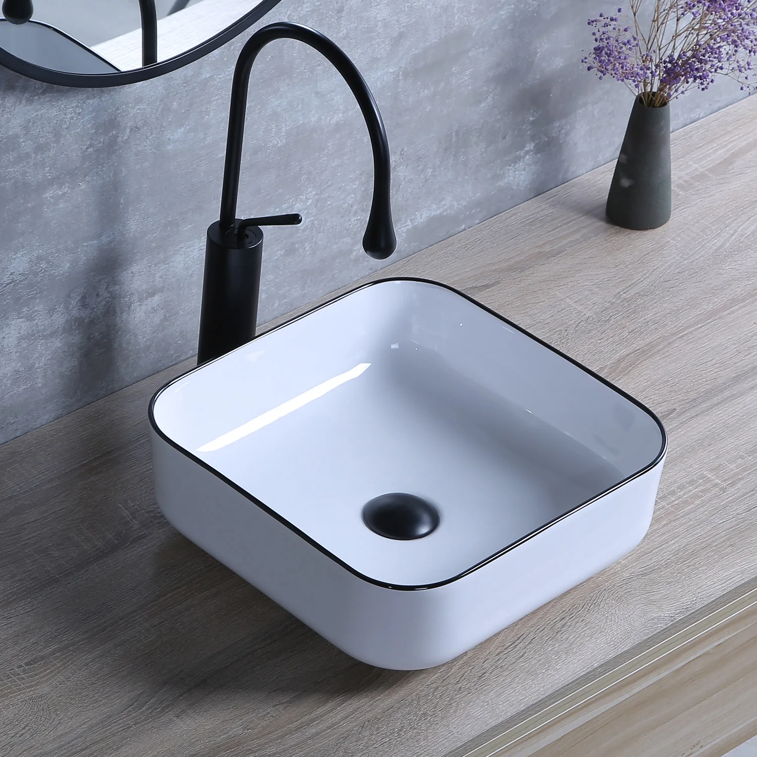 modern rectangular ceramic vessel vanity sink