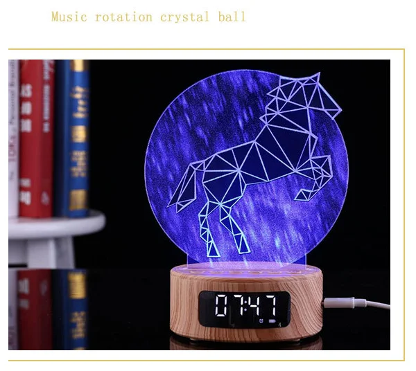 Aisle Home Hotel Mini Acrylic 3d Decoration Lamps artificial acrylic USB 5V 5W Speaker Clock Music LED Night Lights