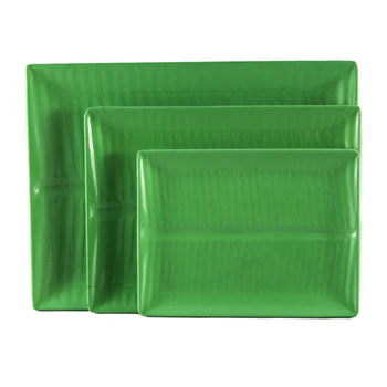 3pcs Banana Leaf Print Melamine Dinner Plate Squate Dishes ...