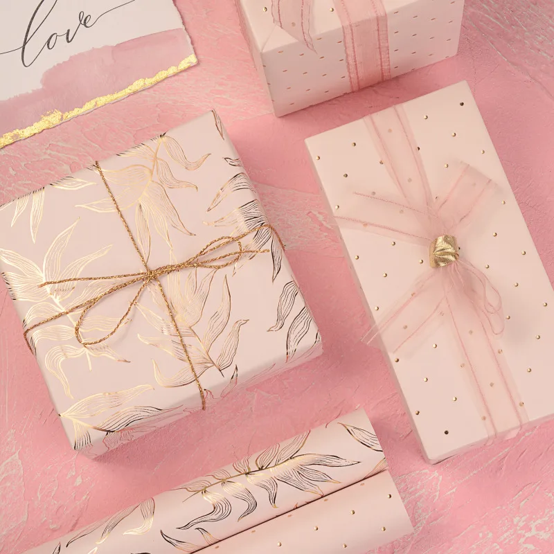 Oem Pink Gold Print Gift Christmas Craft Paper Birthday Wedding Glitter