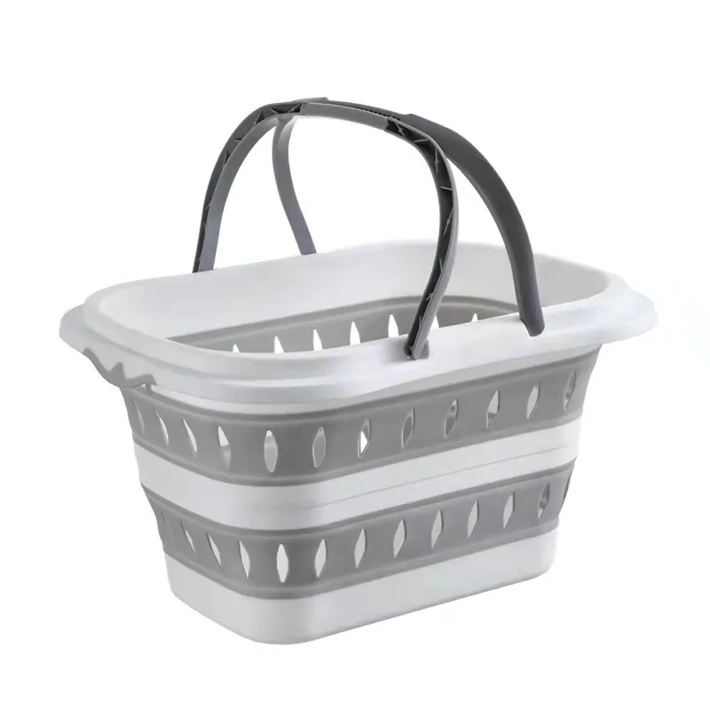 Collapsible Plastic Laundry Baskets With Handles Washing Bin Kitchen ...