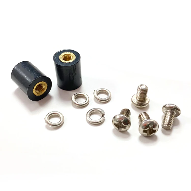 M3 Black Plastic Round Standoff Insulated Column with Brass Insert Nuts