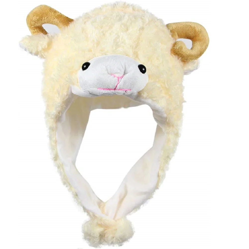 冬季防寒白色绵羊儿童耳罩帽毛绒头饰儿童帽子