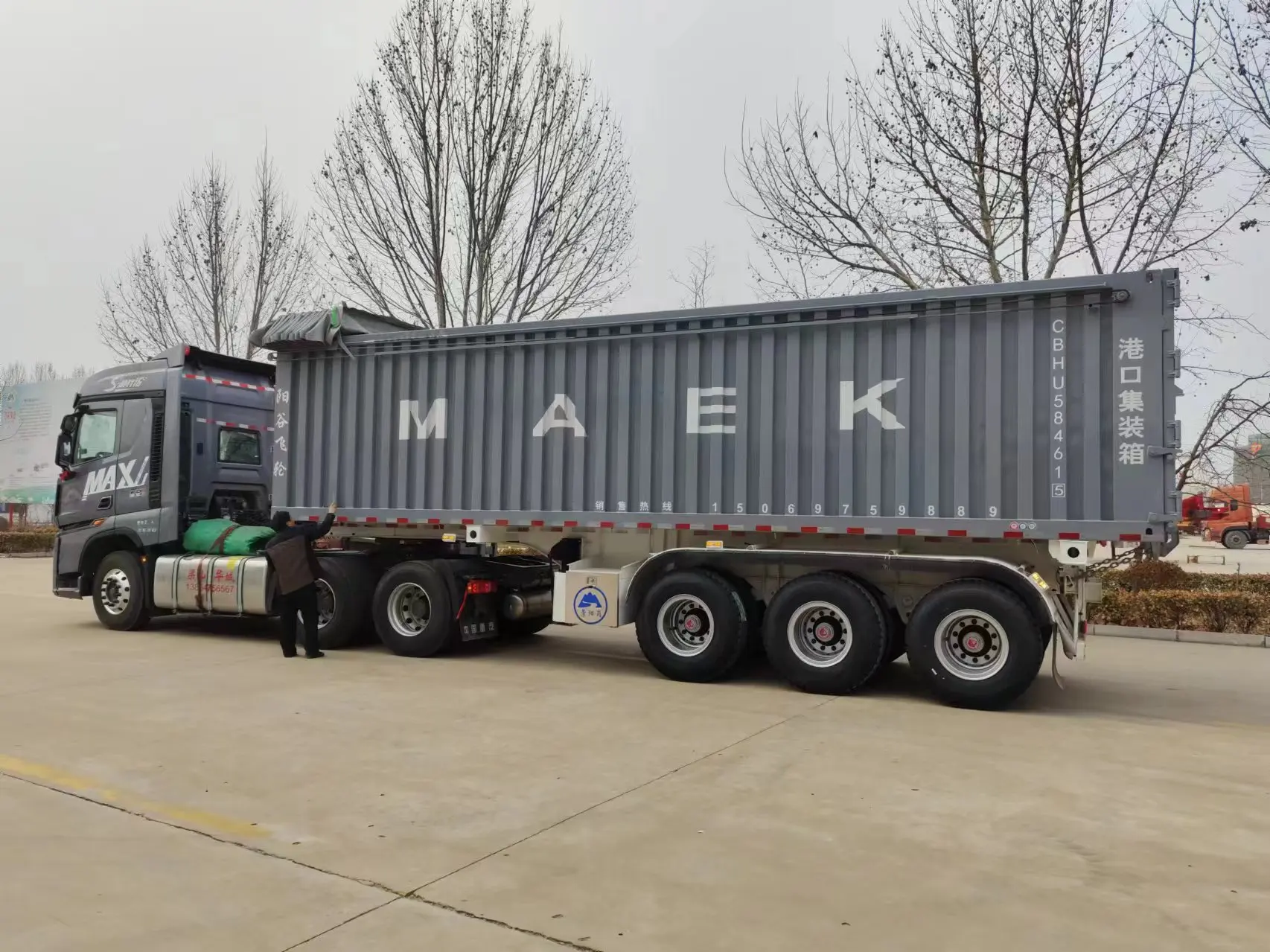 High Quality Factory Transport Skeleton Container Semi-trailer Steel ...