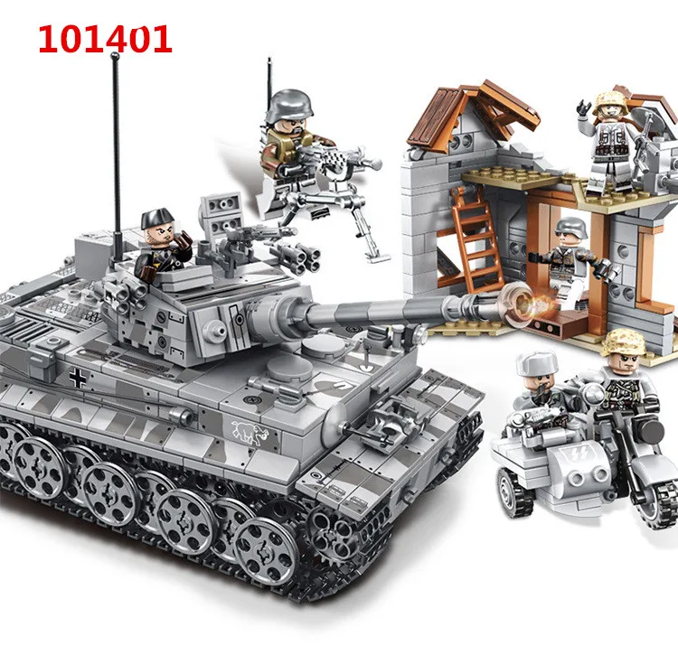 WW2 MMilitary Army Action Figures 85 59 Tank Vehicle Building Blocks Kids Toys,N