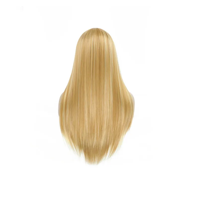 Perruque Synthétique Longue Blonde Avec Mèches Foncées, Bouclée 65cm - Inclut 4 Bonnets, Neuve Sans étiquettes