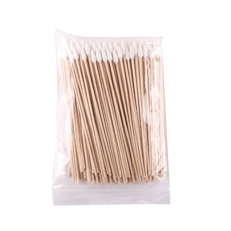 6 Inch Long Wooden Cotton Swab Long Handle 6" Cotton Tipped Applicators For Oil Makeup