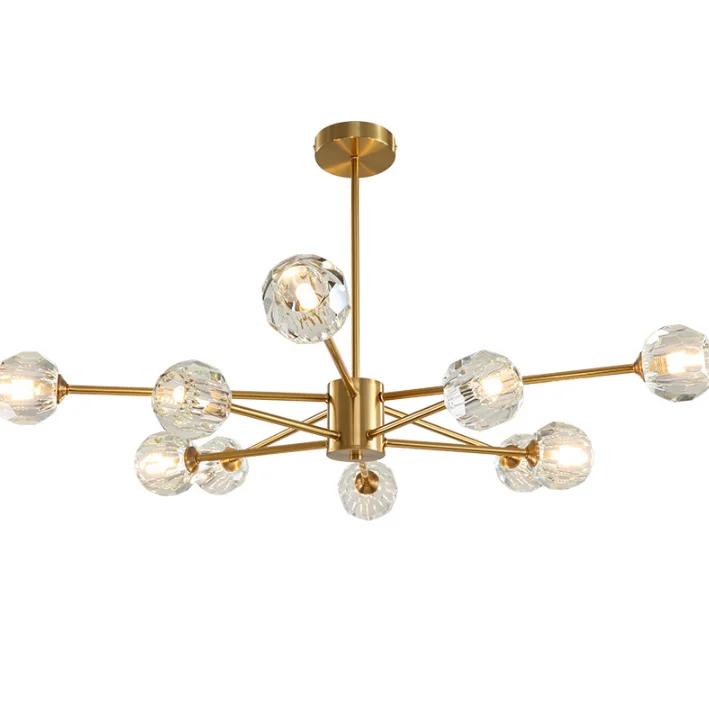 Modern 18 Light Crystal Sputnik Chandelier Pendant Lighting Gold Finish Fixture Flush Mount G4 LED  for Dining Room Bar