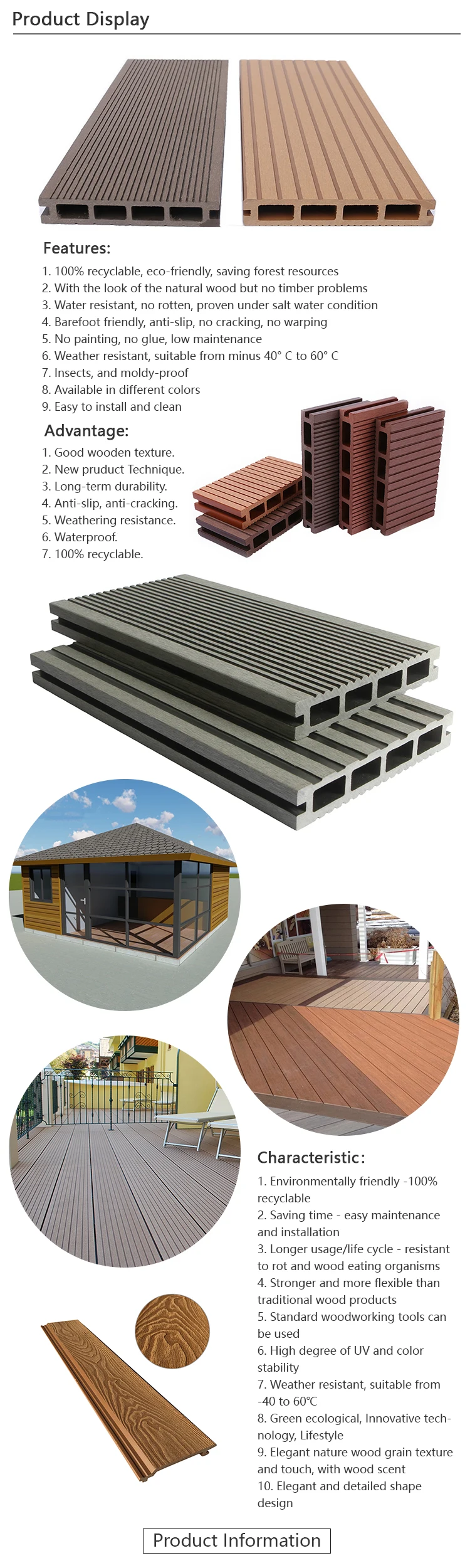 Hot Sale Building Material Wpc Decking /Flooring Laminate Flooring Soundproof Vinyl Wpc Floor