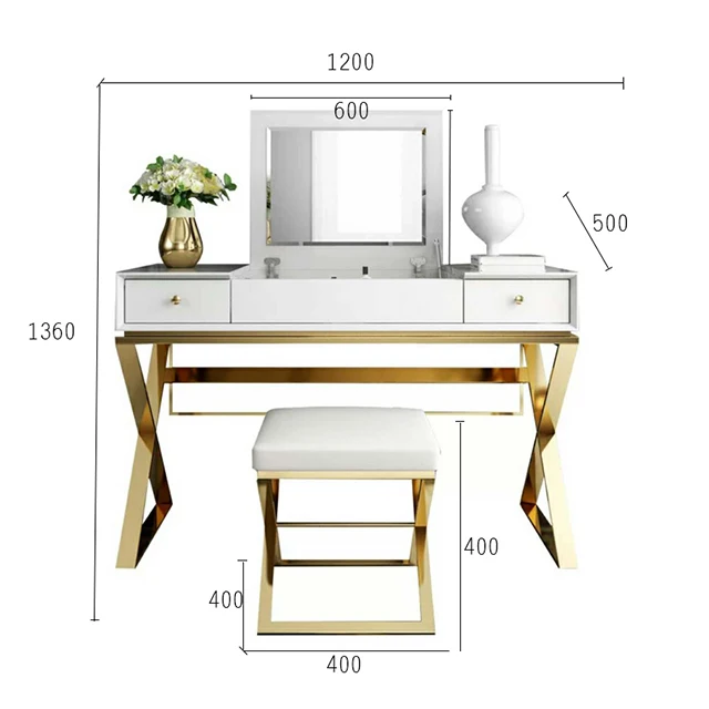 Vanity Dressing Table Set with Lighted Mirror Multi-Functional Writing Desk 