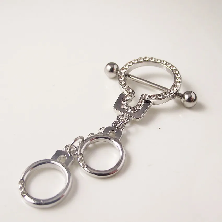 Stainless Steel Sexy Chain Handcuff Mamilo Rings Nipple Ring Barbell ...