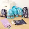 Fashion reusable non woven drawstring shoe bag with PVC window