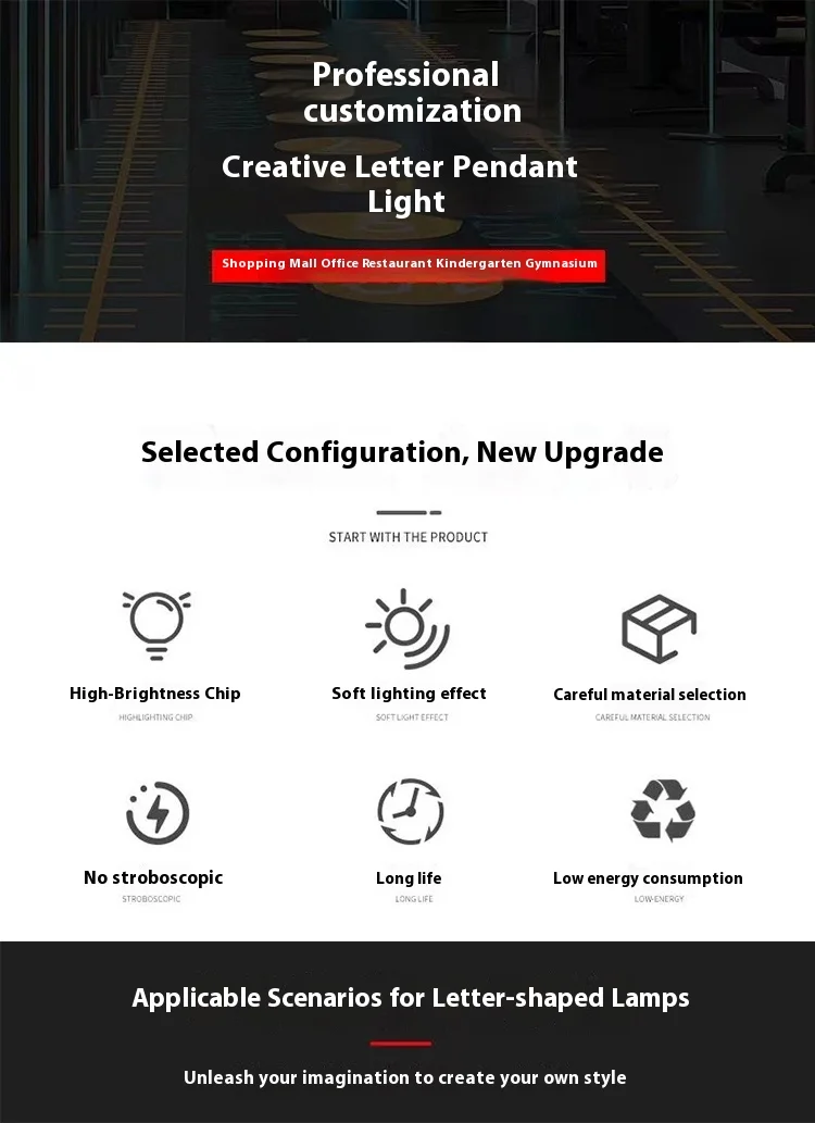 letter light customizable iron base pendant ceiling for restaurant bar 4s store supermarket-5
