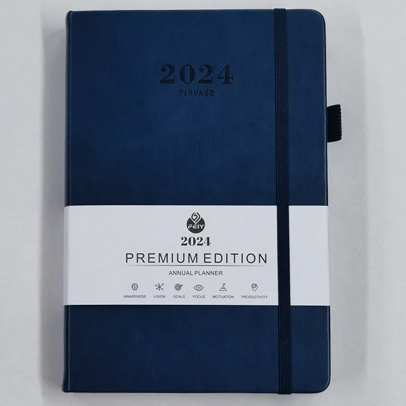 Wholesale 2024 University Blue English Calendar Note Book Gifts 365 Day Diary Office A5 Calendar Notebook Customized Logo factory